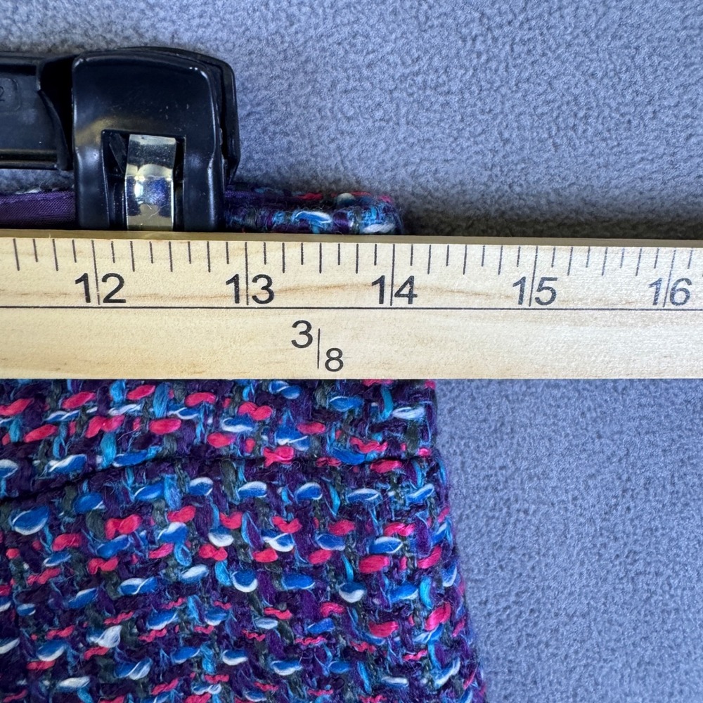 J.Crew Mini Skirt Sz 0 Tweed Wool Blend Pink Purple Zipper Trim Very Cute! - Picture 5 of 10